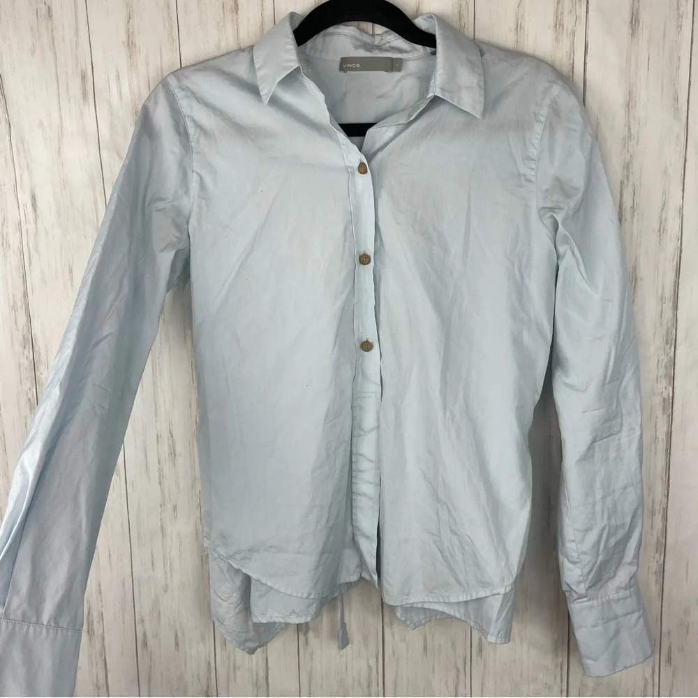 Vince blue collared tie waist button down Small - Picture 1 of 5